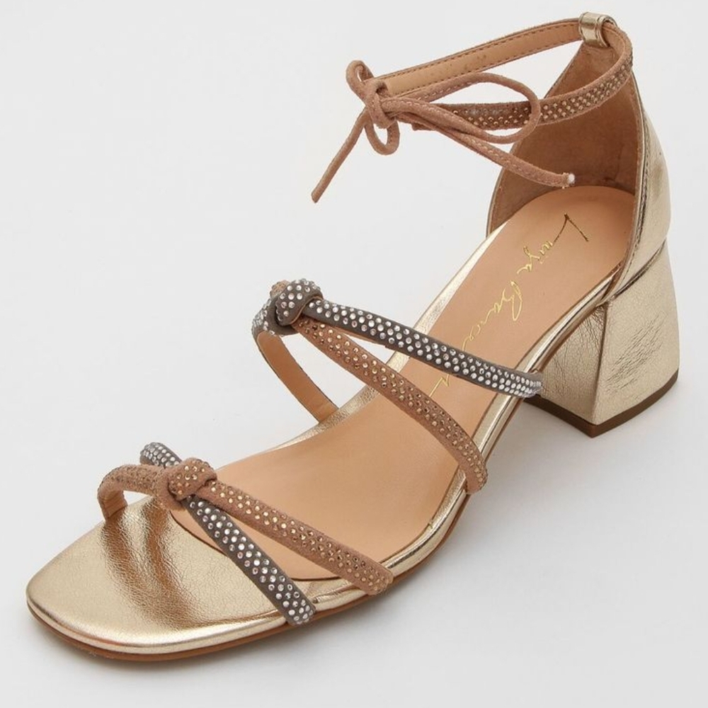 Gold and Tan Women's Sandal